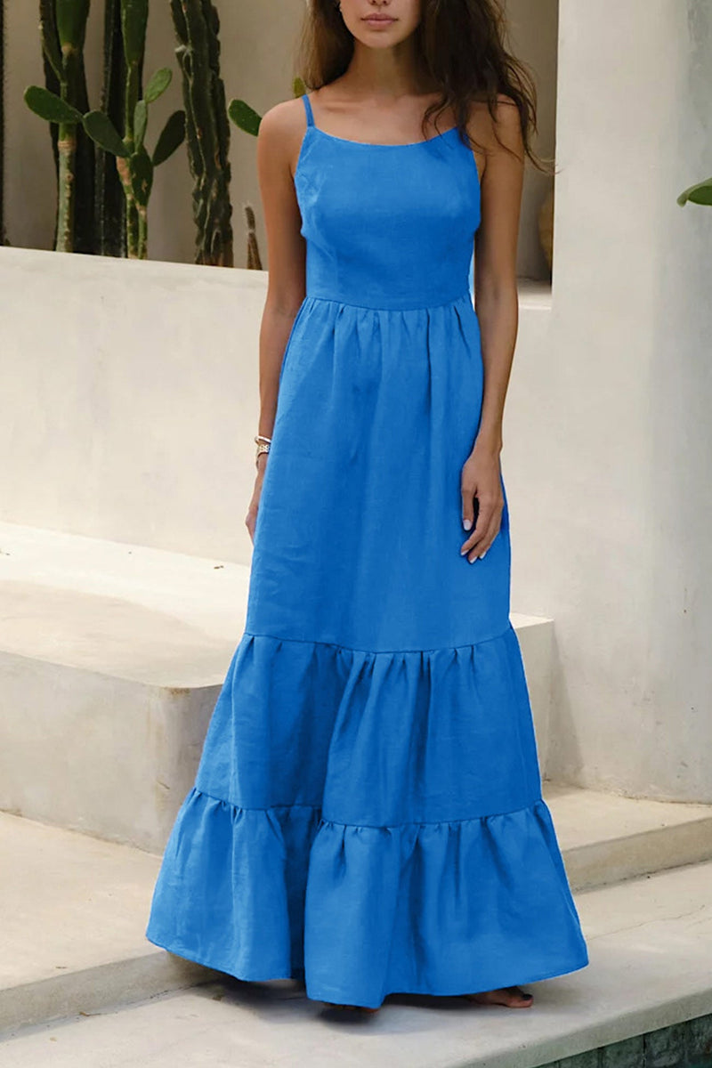 Tie-back Tiered Cotton Cami Dress