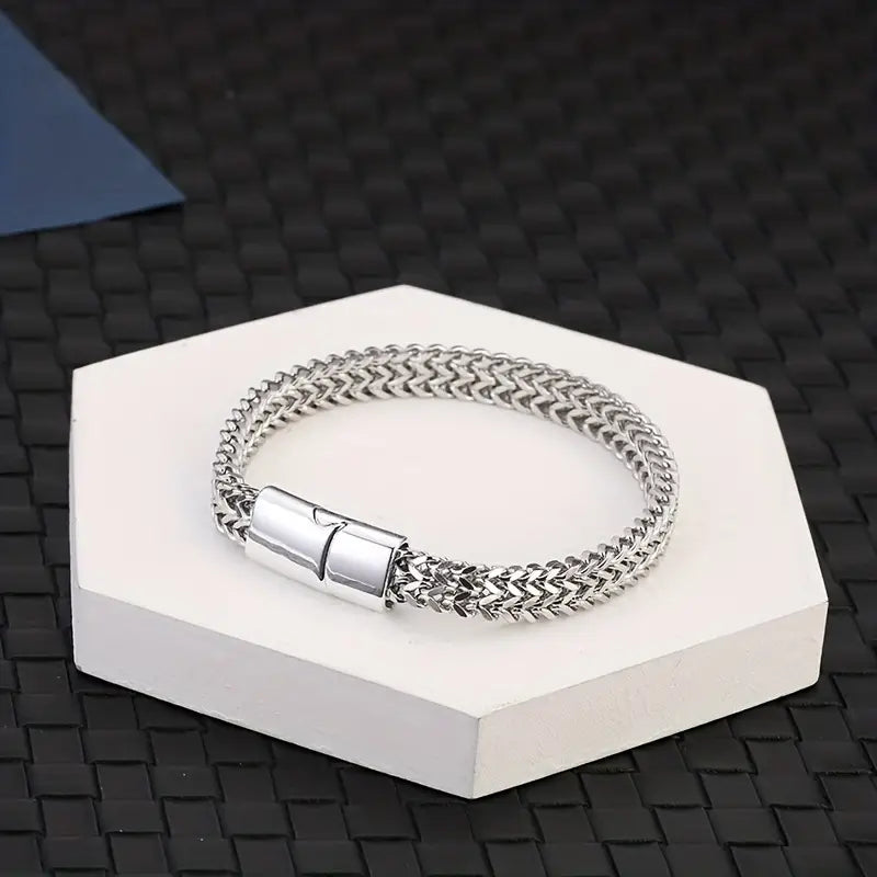 Stainless Steel Braided Chain Magnetic Buckle Bracelet