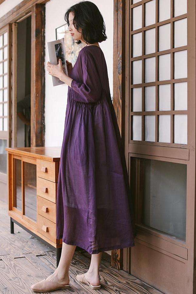 Summer Thin Linen Loose Dresses Outfits