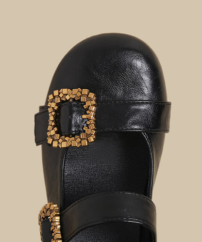 Comfortable Splicing Chunky High Heels Black Faux Leather