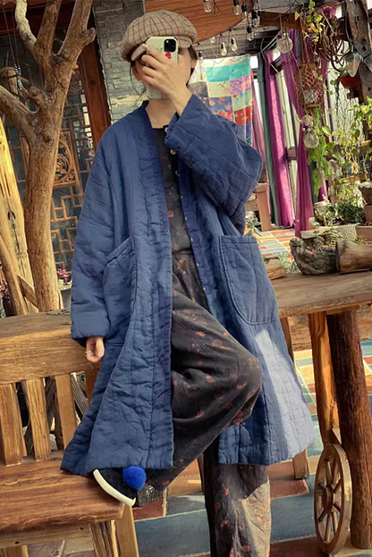 - Artistic Linen Hand Stitch Cotton Jacket