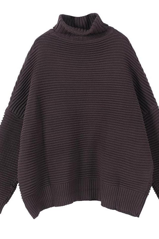 Winter Striped Turtleneck Knitted Sweater