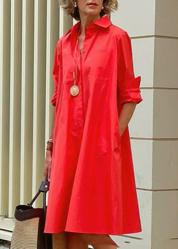 White Peter Pan Collar Simple Loose Long Shirt Dress