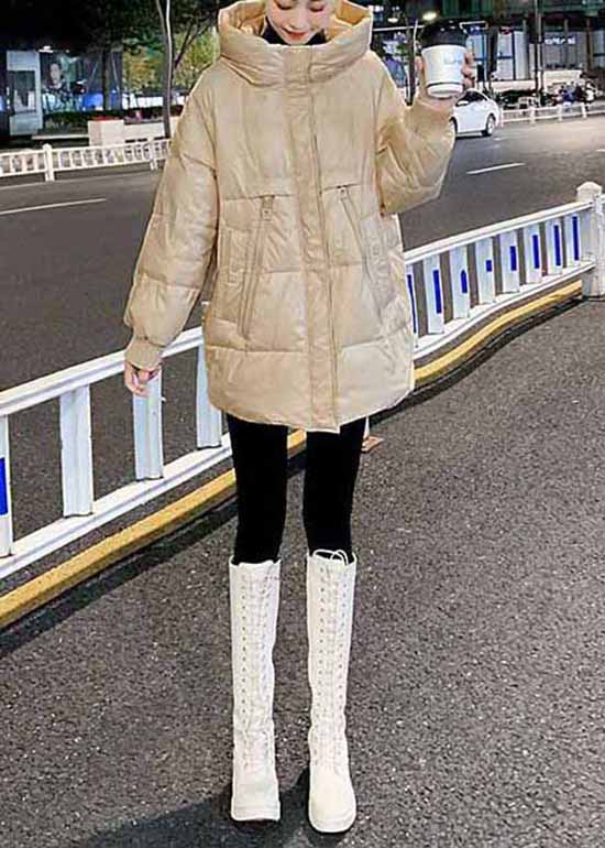 Black Hooded Pockets Fine Cotton Filled Parkas Winter