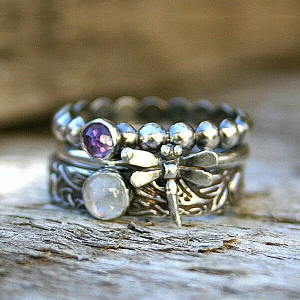 Dragonfly Purple Zirconia Ring