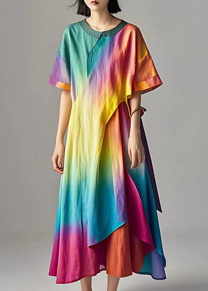 Rainbow Tie Dye Cotton Robe Dresses Summer
