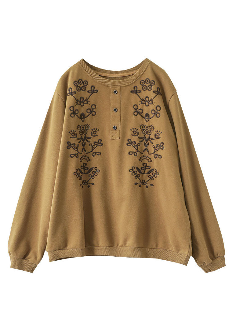 Diy Yellow Embroidered Cotton Tops Spring