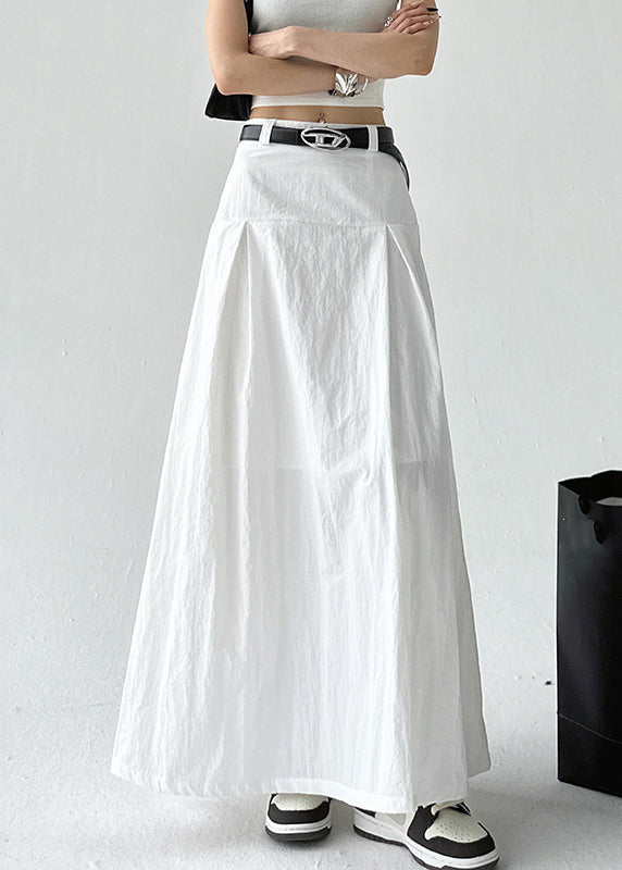 White High Waist Cotton Summer Skirt Zippered