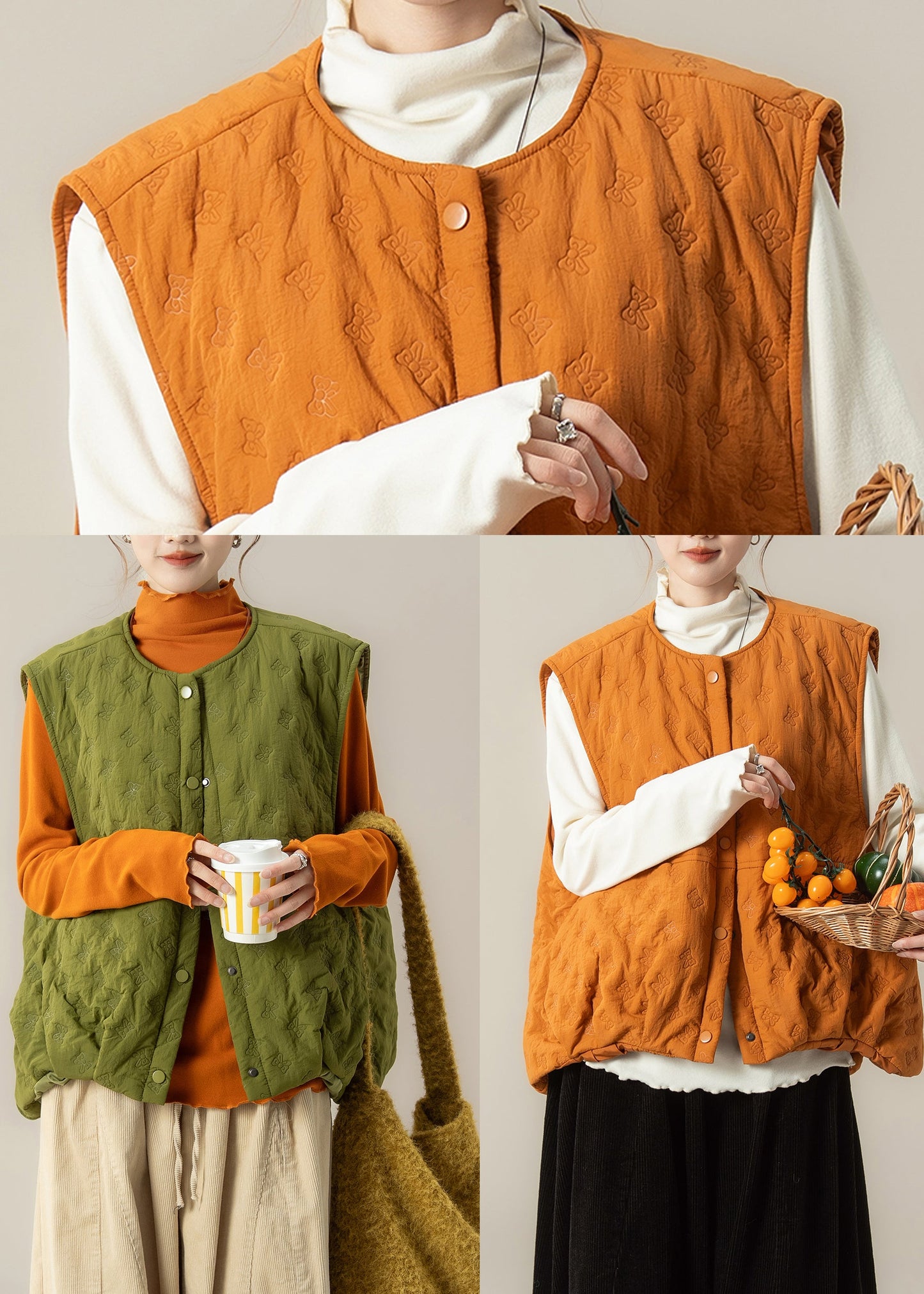 Style Green Oversized Bow Fine Cotton Filled Puffer Vest Winter