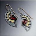 Arch Earrings in Silver and Red Crystal
