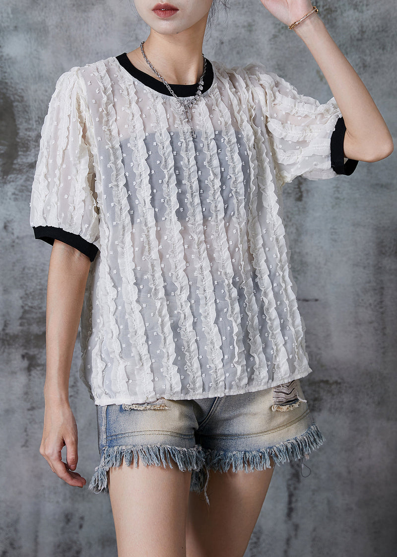White Ruffled Spandex Tank Tops Summer