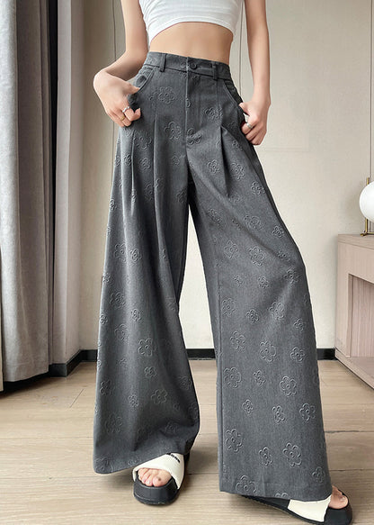 Grey Pockets High Waist Spandex Pants Summer