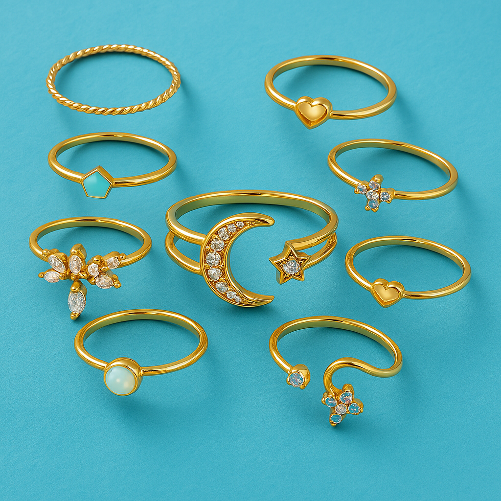10 Pack of Silver and Gold Plated Rings