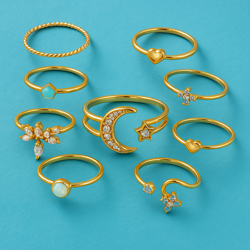 10 Pack of Silver and Gold Plated Rings