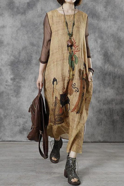 O Neck Split Hem Maxi Dress