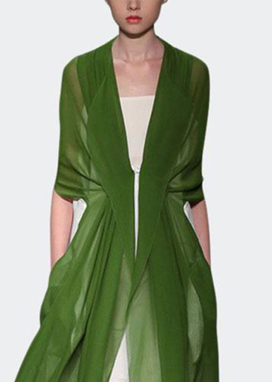 Italian Green Silk Dress Long Sleeves