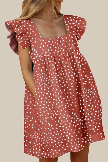 Print Patchwork Square Collar Princess Dresses