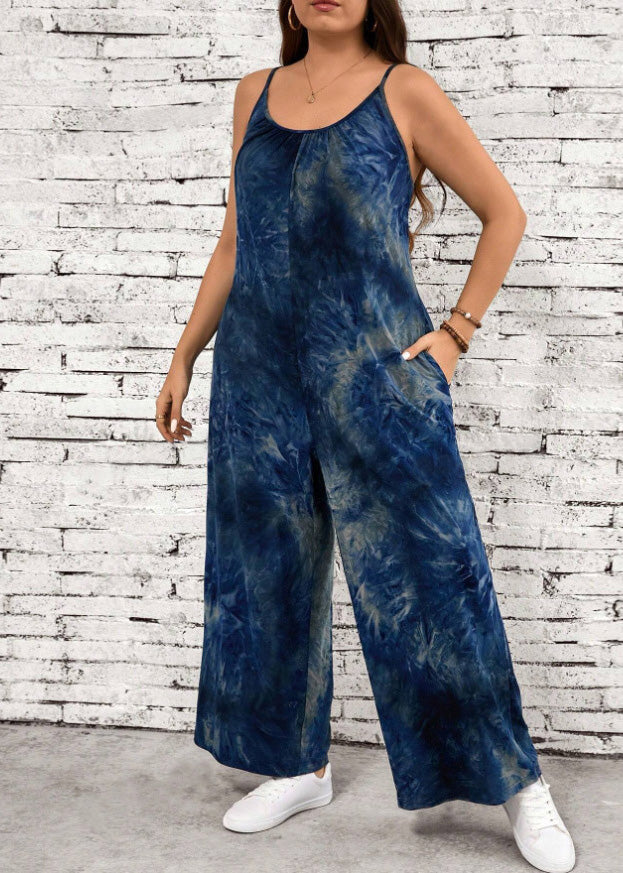 Organic Dark Brown Print Cotton Spaghetti Strap Jumpsuit Summer