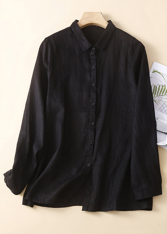 New Green Peter Pan Collar Button Cotton Shirt Spring