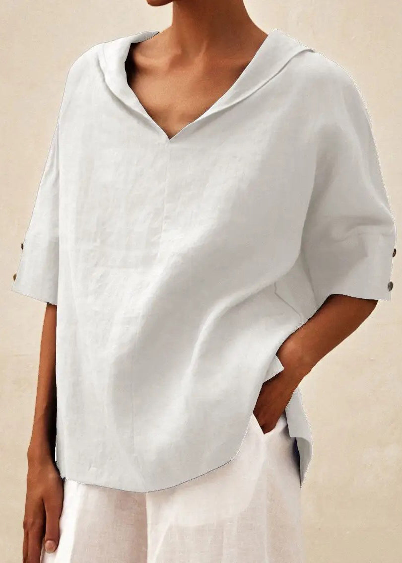 Orange O-neck Side Open Shirts Short Sleeve