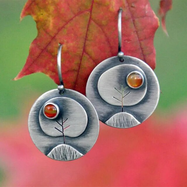 Orange Stone Nature Earrings