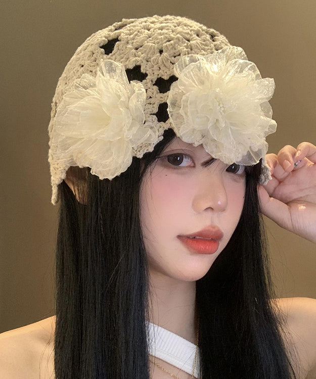 Boutique Beige Hollow Out Knit Bonnie Hat