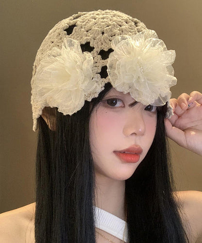 Boutique Beige Hollow Out Knit Bonnie Hat