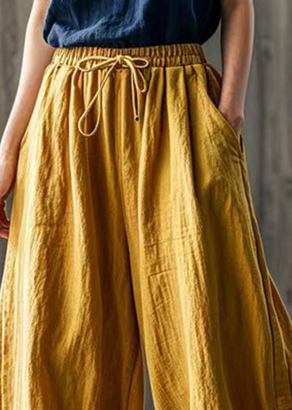 Khaki Tie Waist Wide Leg Pants