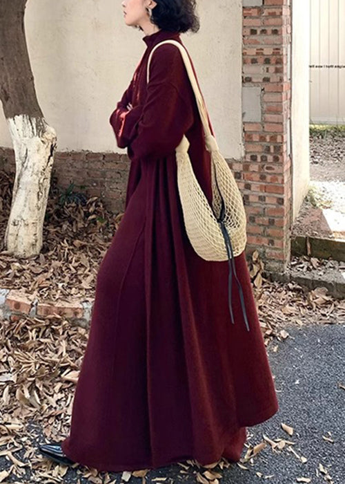 New Purple High Waist Coat and Dress Woolen Two Pieces Set Spring