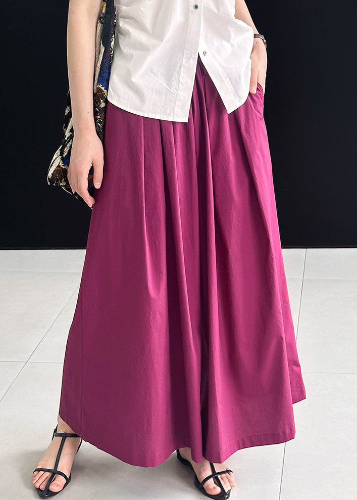 Rose Loose Cotton Wide Leg Pants Elastic Waist