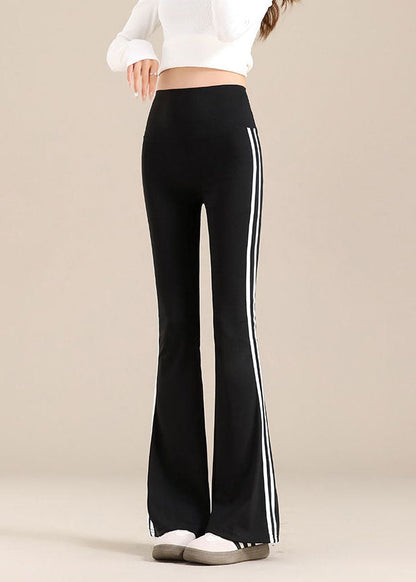Grey Striped High Waist Flare Yoga Pants