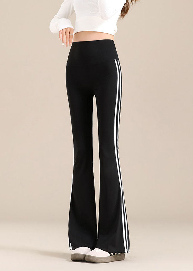 Grey Striped High Waist Flare Yoga Pants