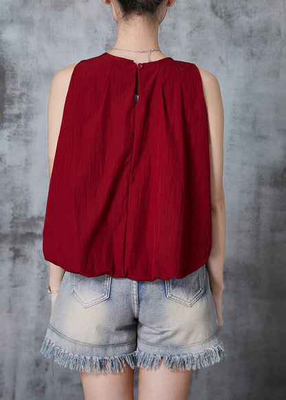 Natural Mulberry O-neck Cotton Tank Tops Sleeveless