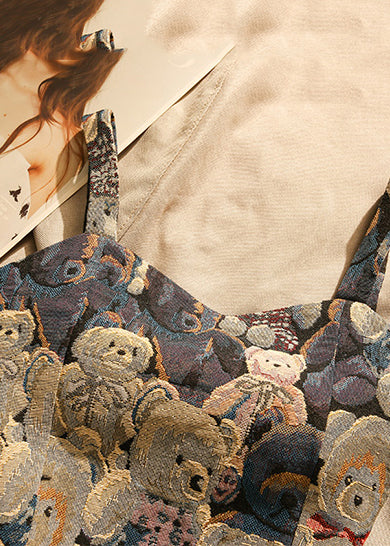 Bear Jacquard Strapless Top Spring