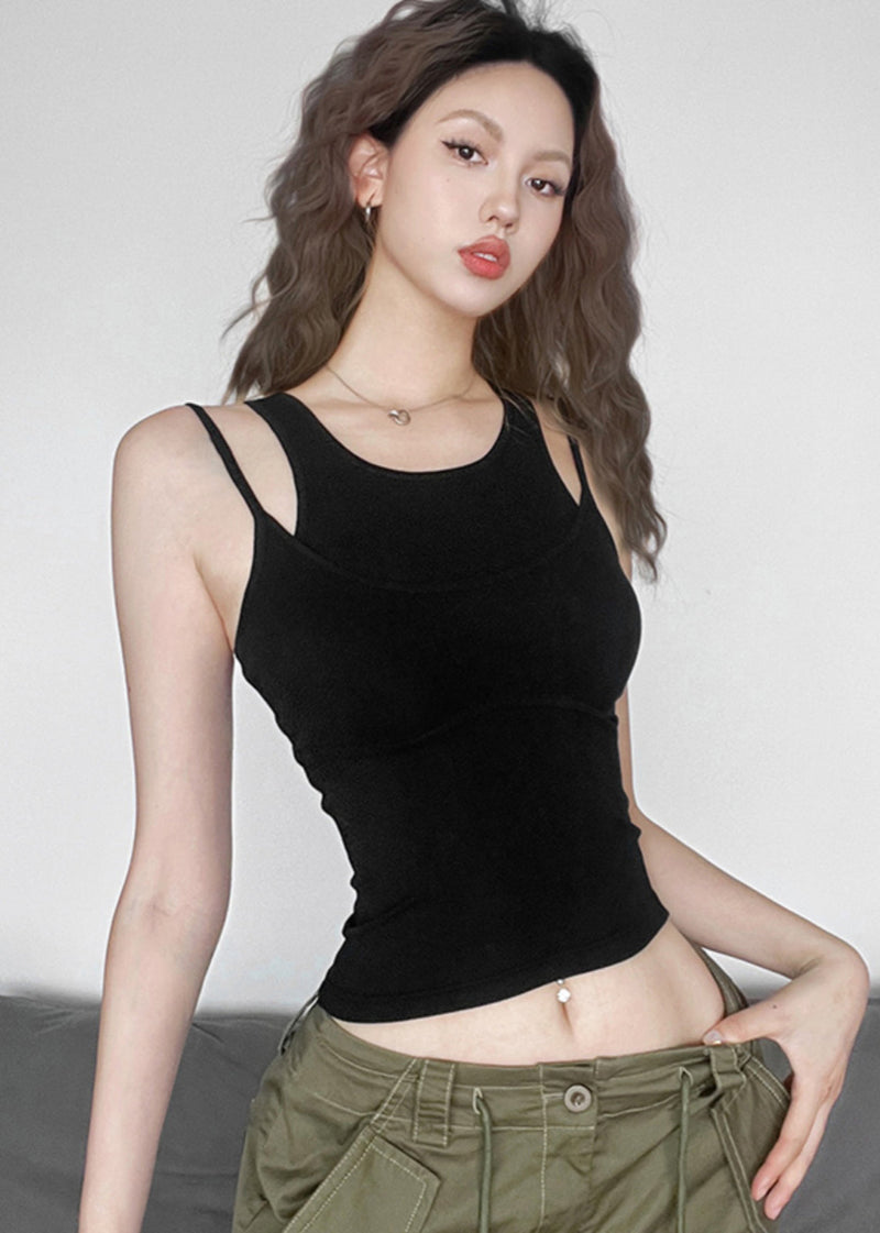 White U Neck Tank Vest Summer