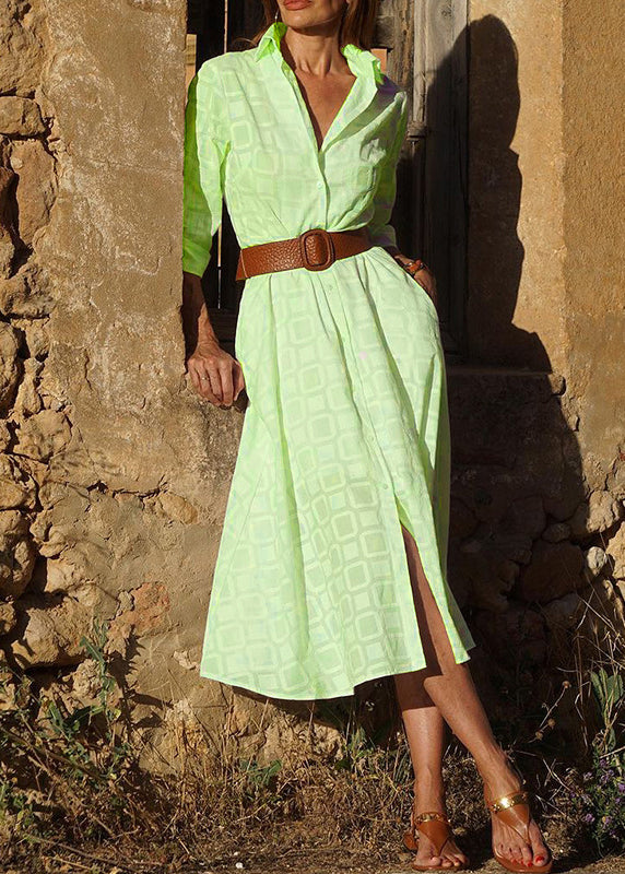 White Peter Pan Collar Print Button Cotton Dresses Fall