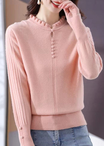 Original Purple O-neck Knit Sweater Winter