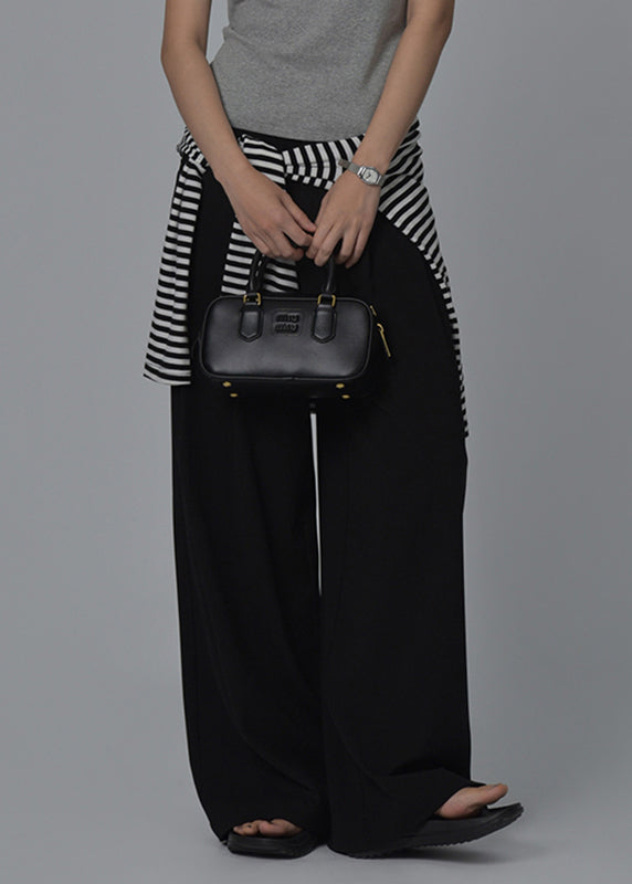 Black High Waist Pockets Wide Leg Pants Summer