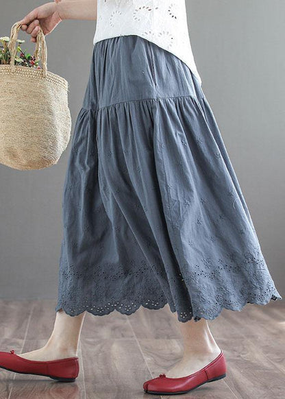 Khaki Patchwork Hollow Out a Line Fall Skirts
