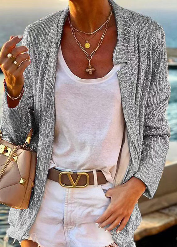 European and American Style Gold Sequins Patchwork Coat Spring