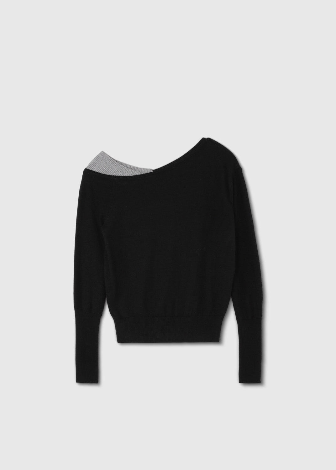 Black Cold Shoulder Patchwork Knit Sweaters Spring