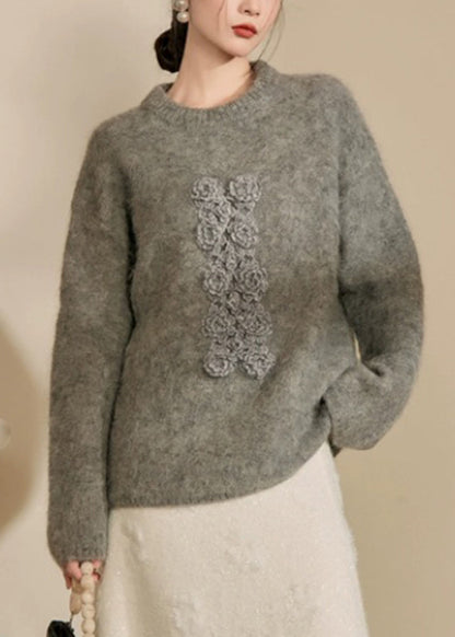 Yellow O-neck Thick Cotton Knit Sweater Winter