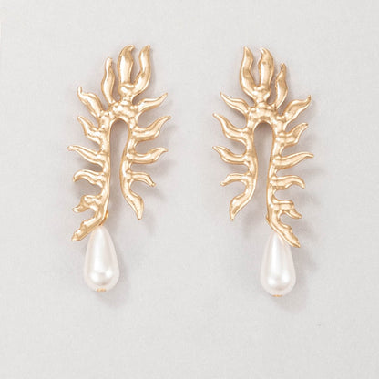 Coral Earrings With Freshwater Pearl Finish
