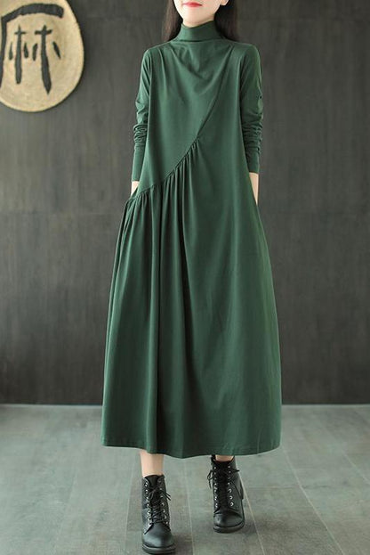 Limited Stock- Draped High Neckline Dress