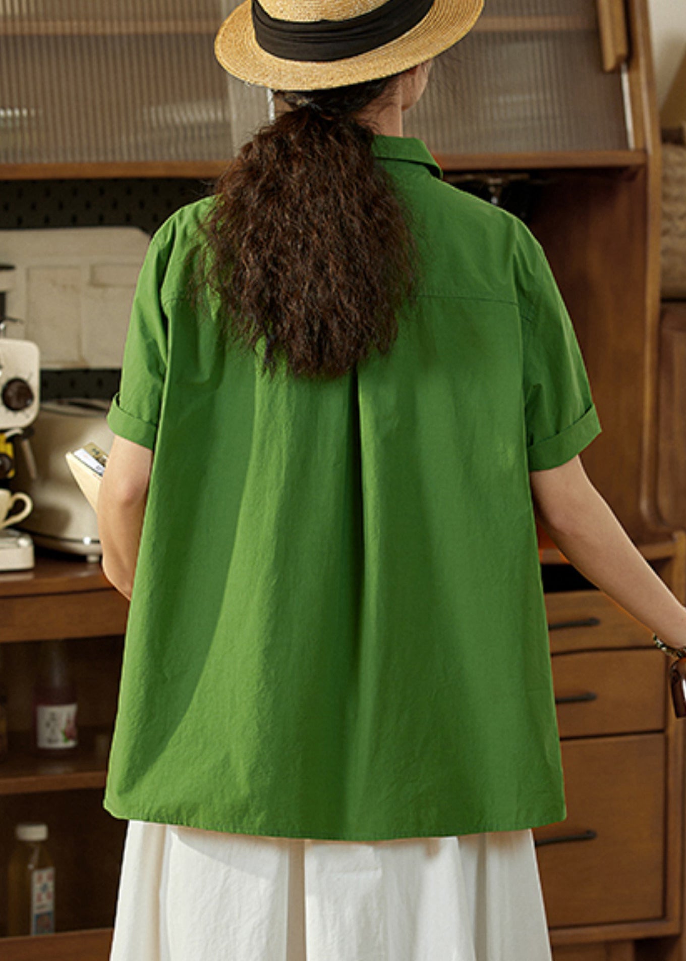 Tea Green Oversized Cotton Top Summer
