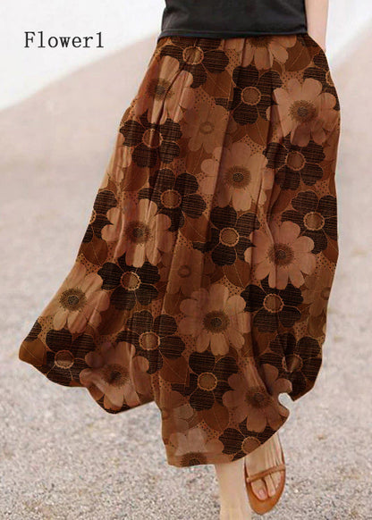 Retro Checkered Pattern Pockets Linen Skirt Summer