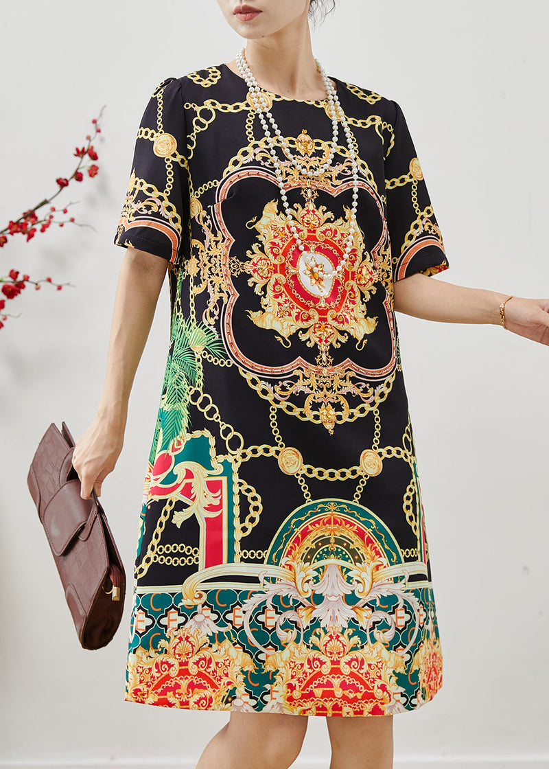 Black Silm Fit Print Cotton Work Dress Summer