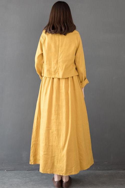 Linen Loose Maxi Dresses for Spring