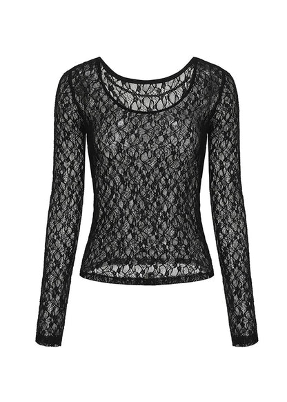 Black Bead Chain Linked Lace Top Fall