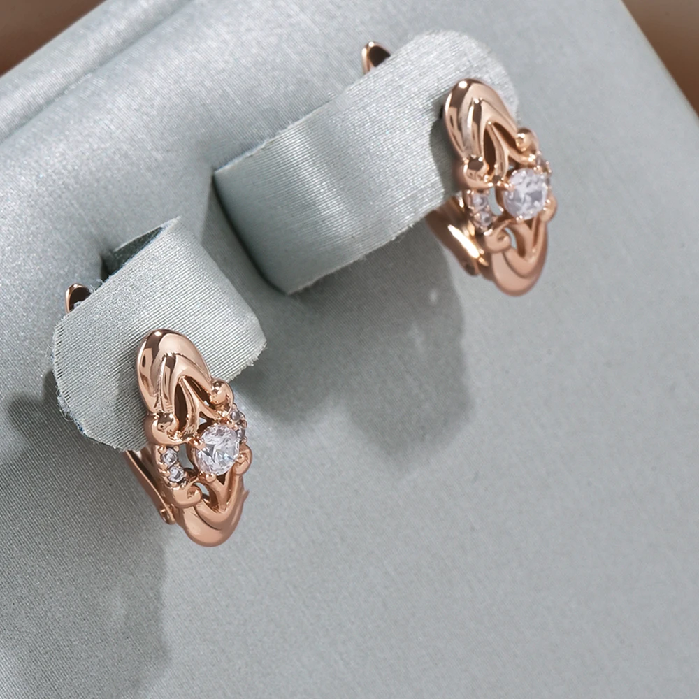 Inlaid Crystal Gold Earrings